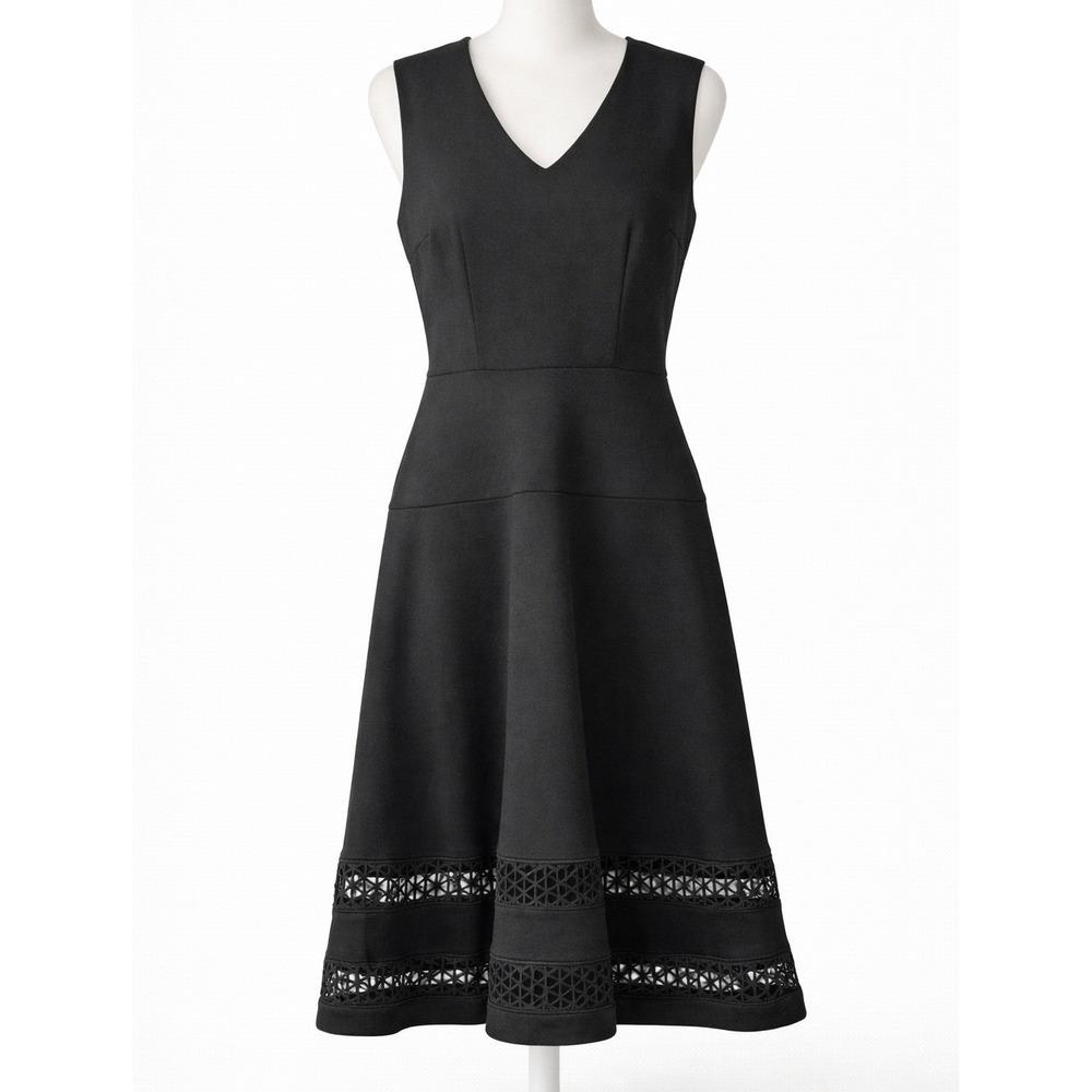Calvin Klein Laser Cut Lace Sleeveless Dress Sz 8 Black Preppy Party‎ Whimsigoth